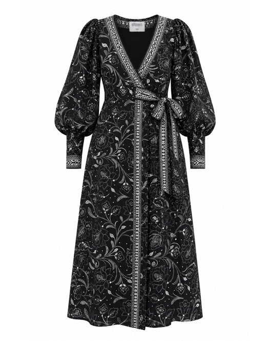 Daria Wrap Maxi Dress in black