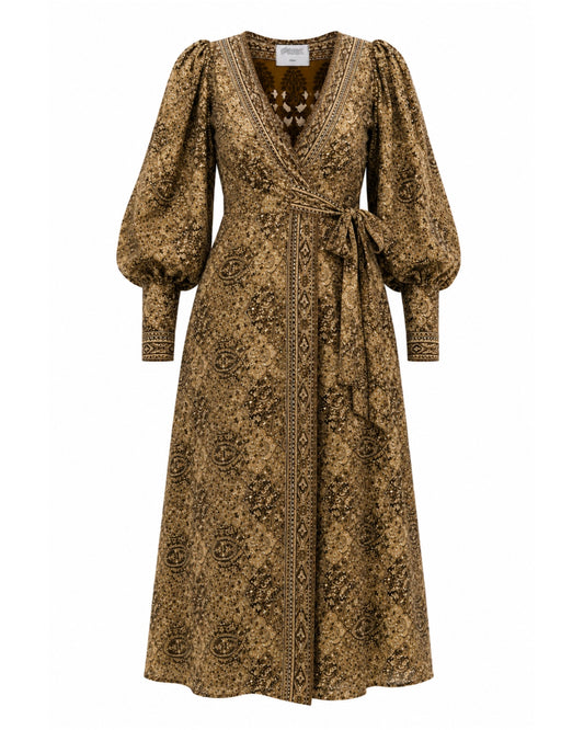 Daria Wrap Maxi Dress in brown